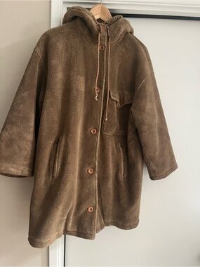 Emporio Armani Vintage Toffee Brown Teddy Hooded Coat